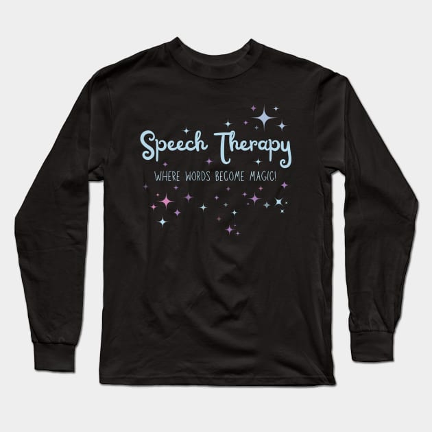 Speech Therapy – Magic of Words – Blue Stars Long Sleeve T-Shirt by bumpyroadway08